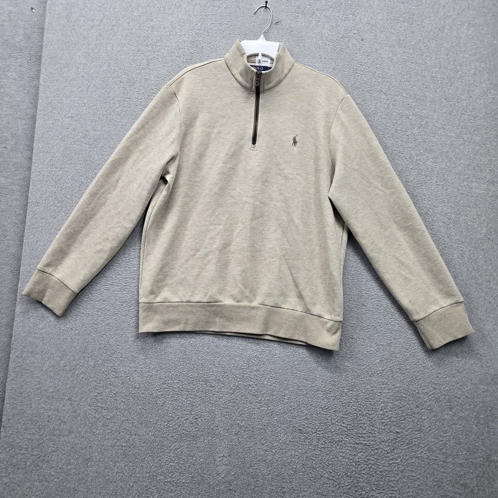 Polo Ralph Lauren Men Sweatshirt S Beige Embroidered Quarter Zip